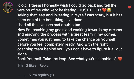 Comment from jojo.c_fitness